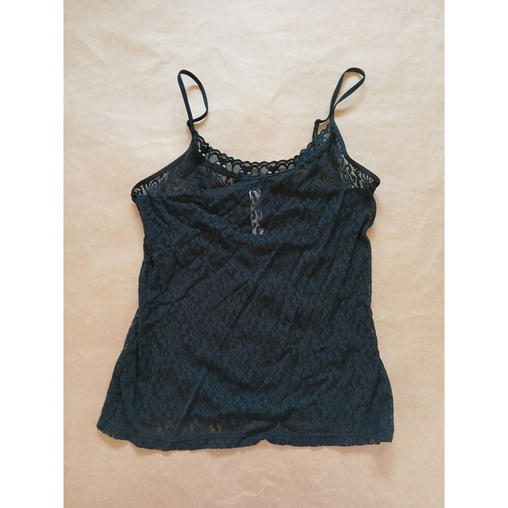 Gilligan & O'Malley Cami Camisole Womens M Black Lace Sheer